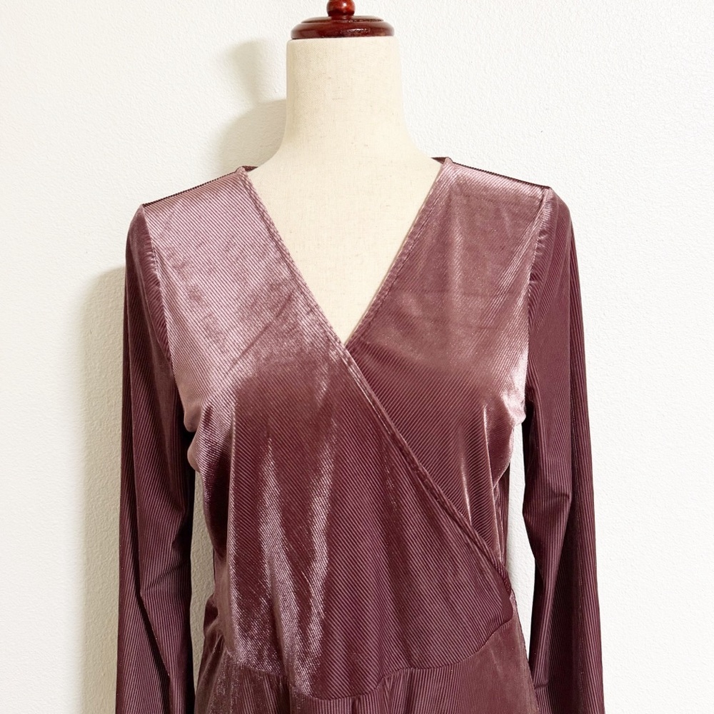 Express Ribbed Velvet Fit and Flare Dress - Picture 4 of 10